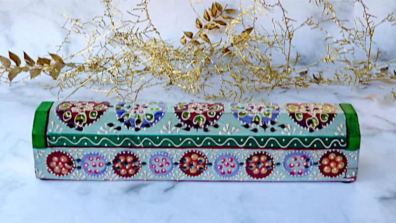 Handbemalter Räucherstäbchenhalter Holzbox Räucherbox